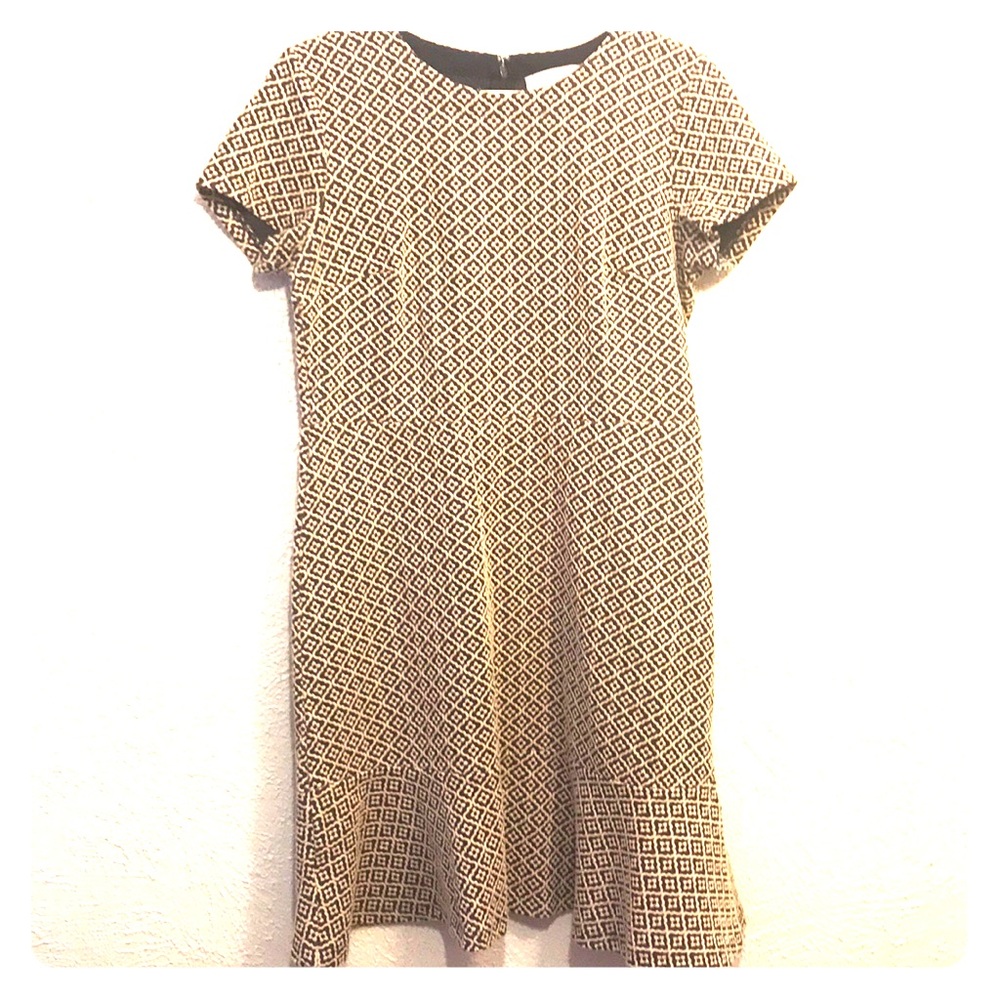 Tan and navy knee length dress